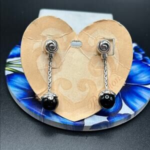 Brighton Twist Jet Drop Dangle Earrings #428 black cherry